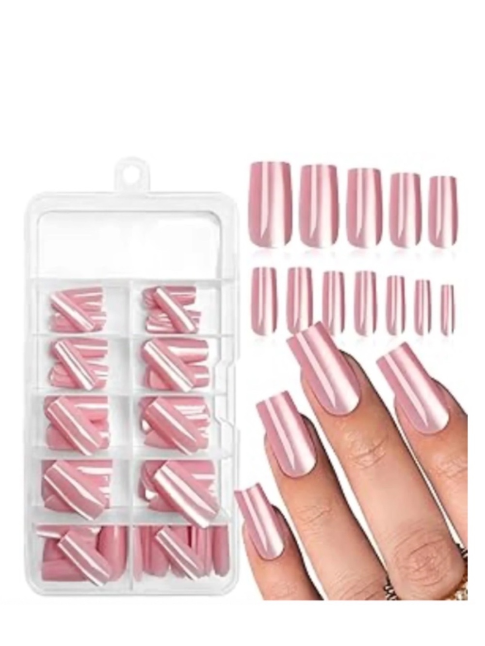 Nude Pink Cat Eye Medium Square Press-On Nails